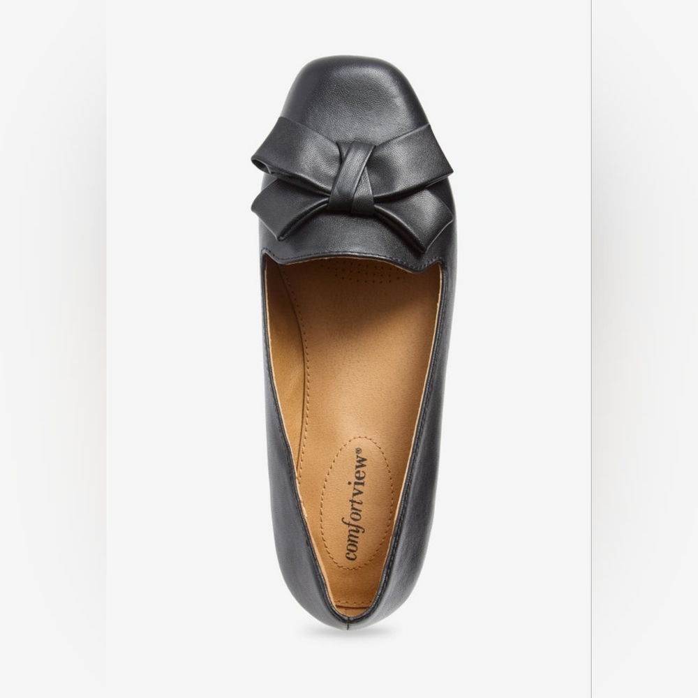 NEW NWTComfortview Women's Rafika Black Flats with Bow Size 11WW